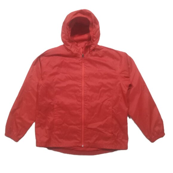 L.L. Bean Orange Rain Jacket Men Large Mesh Lined Nylon Full Zip Hooded 284386 - Picture 1 of 11